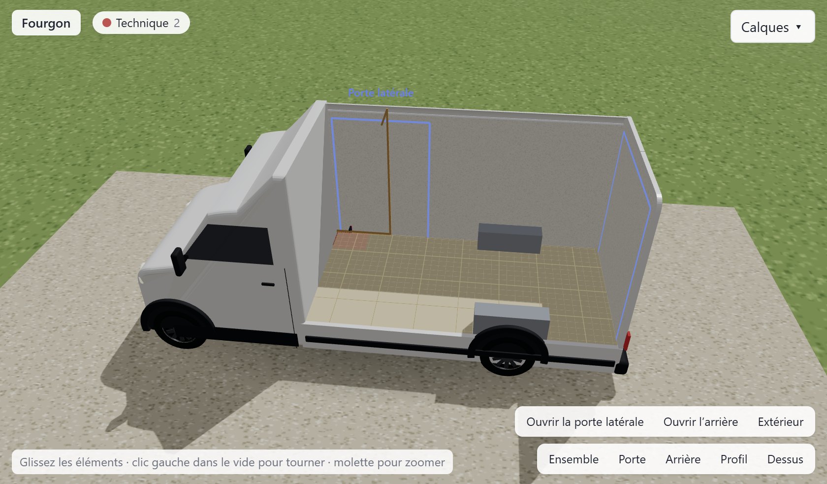 Vue 3D d’un fourgon dans PlanVan 3D
